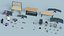 Modulares Büro-Schreibtisch-Set. 16 montierte Modelle und 44 modulare Komponenten