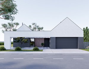 Family House 25 - Created with fully parametric Revit Families 3D model