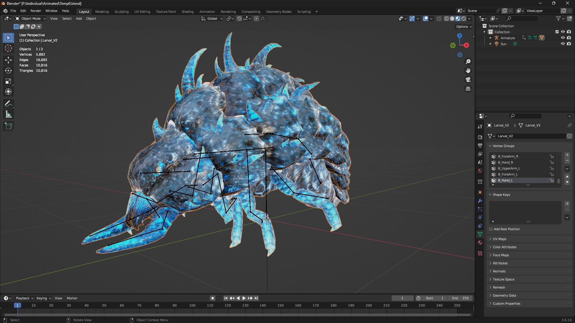 3D model Larva-V2e https://p.turbosquid.com/ts-thumb/FX/ZRTsWw/vB/wireframe1/jpg/1778811187/1920x1080/fit_q87/c097d830db9e43cdfc3757cdcca91f4346cd070a/wireframe1.jpg