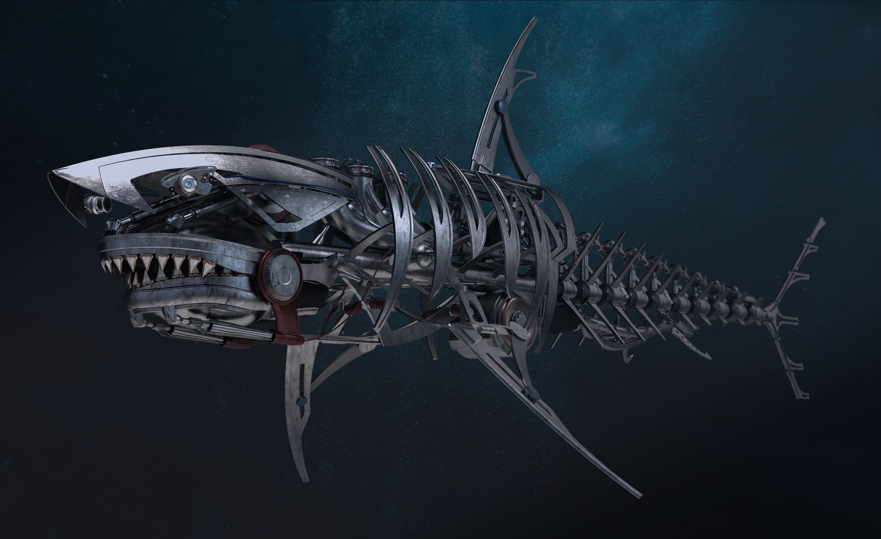 3D Metal robot shark TurboSquid 1725060