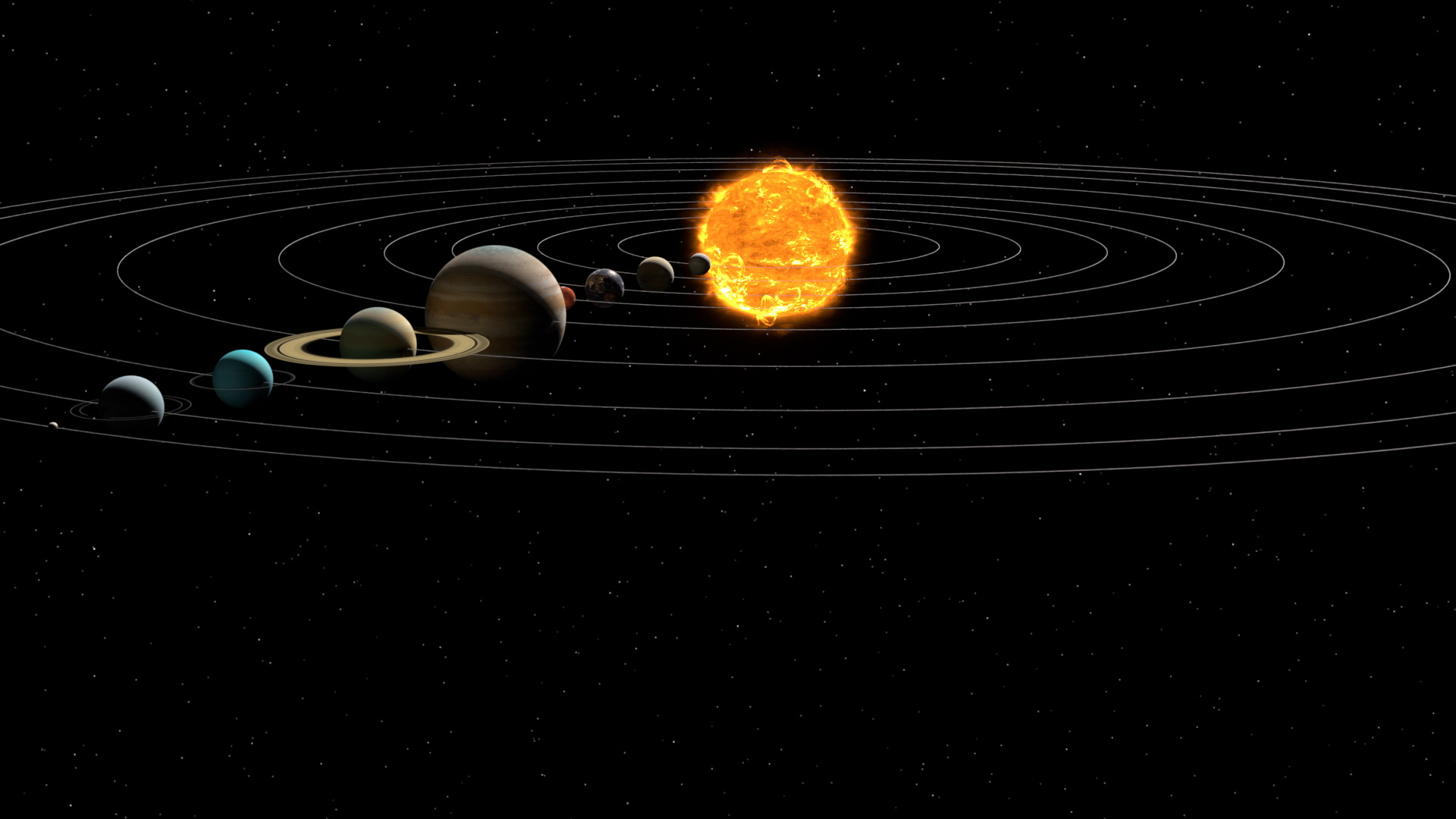 3D Model Planetary System Layout With Sun And Planets Animated For ...