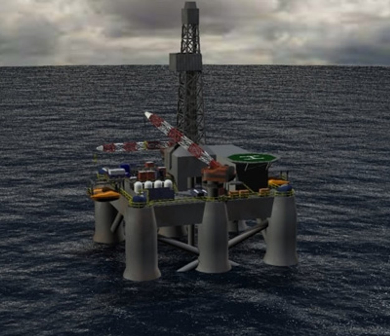 Semi Oil Rig 3d Model
