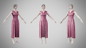 Dress 44 Dusty Rose Velvet 3D model