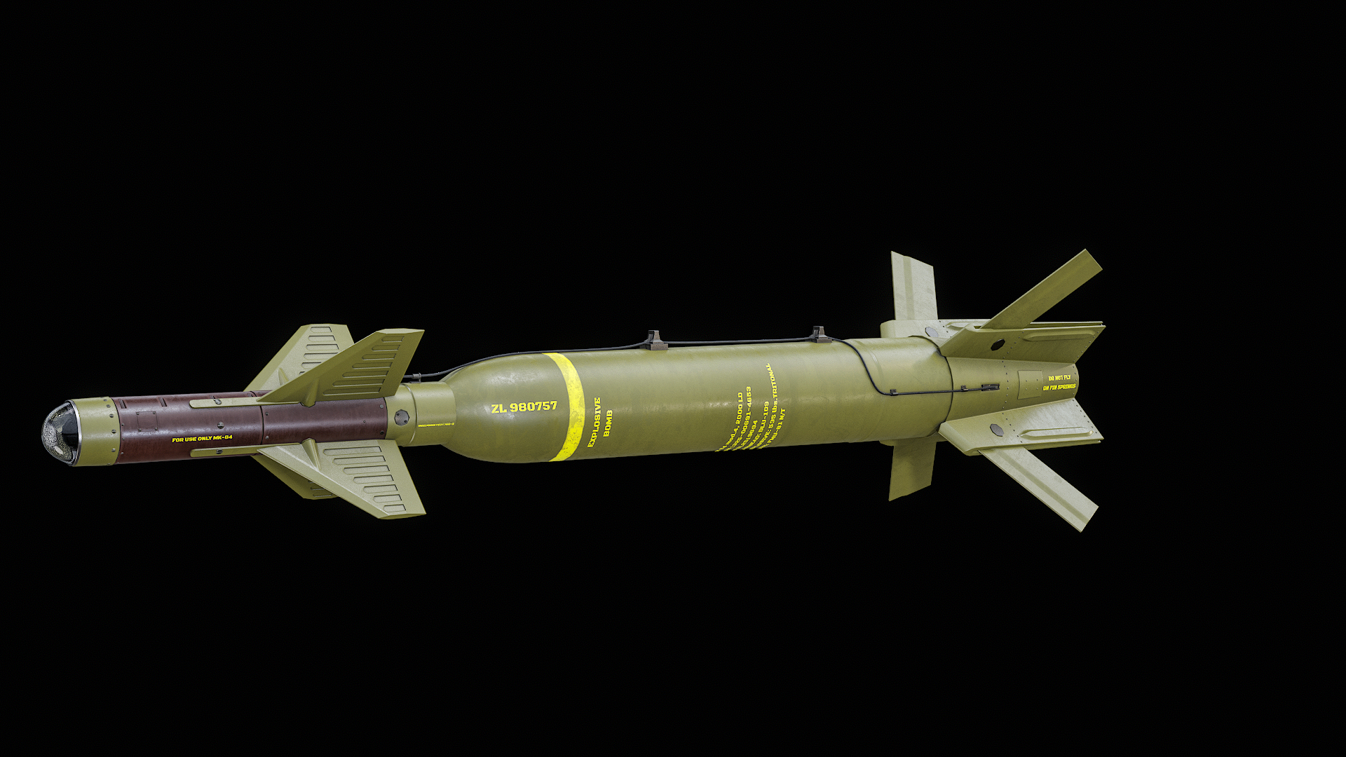 Rigged GBU-27 Paveway 3 Green Laser Guided Bomb PBR 3D model https://p.turbosquid.com/ts-thumb/FY/5zIHtS/UZ/turn/png/1770647375/1920x1080/turn_fit_q99/0e009160969f016d70bc1db11fb7391bc94c23bf/turn-1.jpg