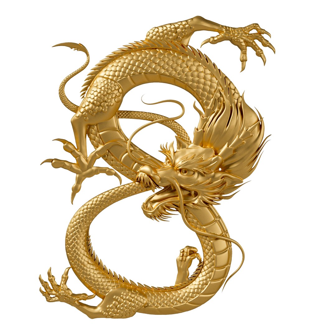 3D Model Golden Chinese Dragon Oriental Statuette - TurboSquid 1777430