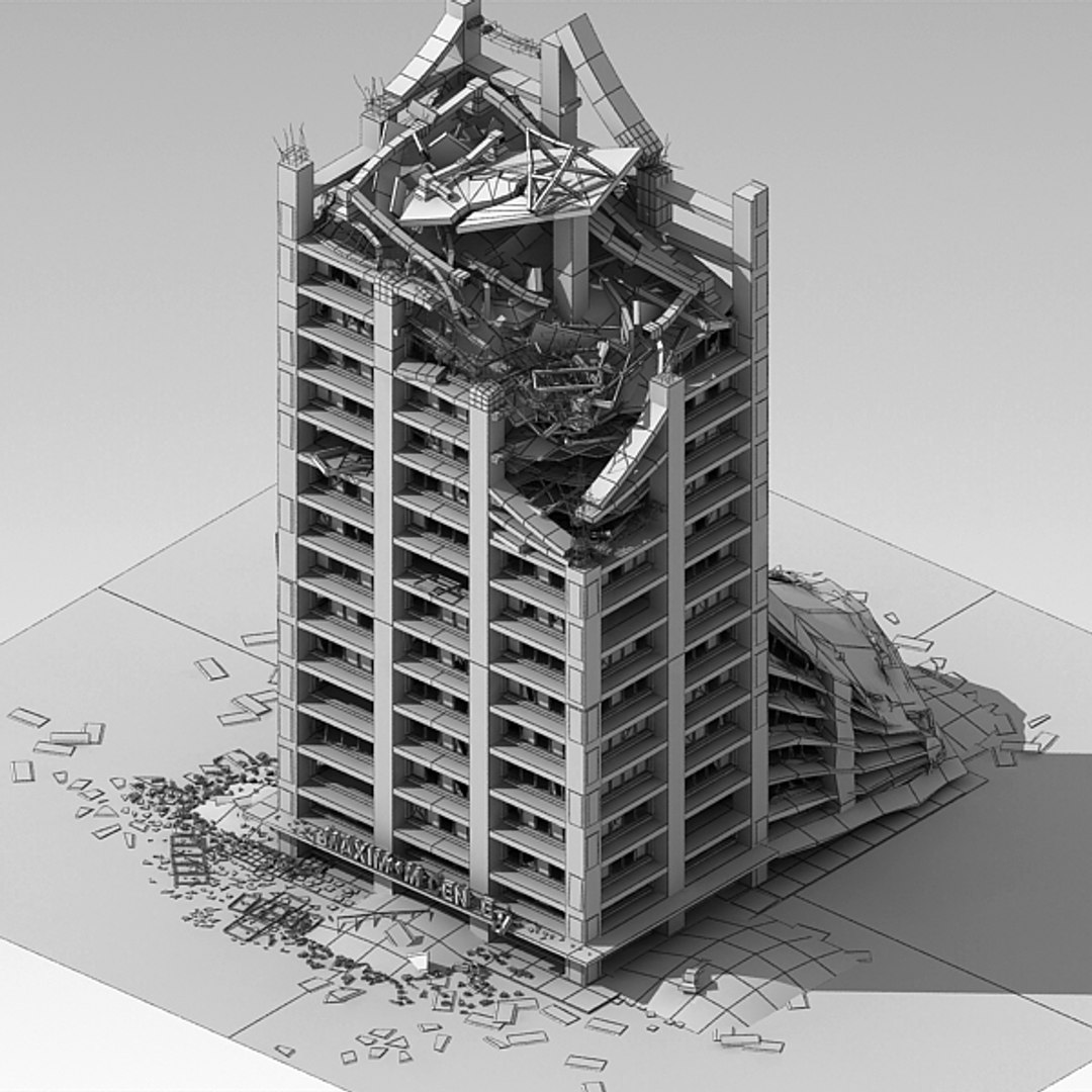 3d destroyed building