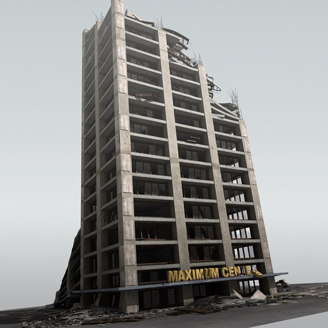 3d destroyed building