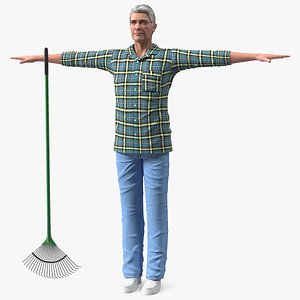 Elderly Man Homewear Neutral Pose