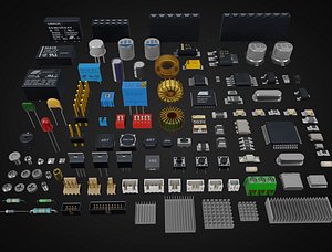 Electronic Components for circuit board 3D model