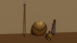 Lowpoly Spartan Weapon Set 3D model