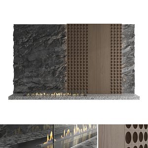 3D Decorative wall with fireplace set 57