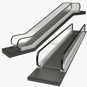 3D moving walkway escalator model