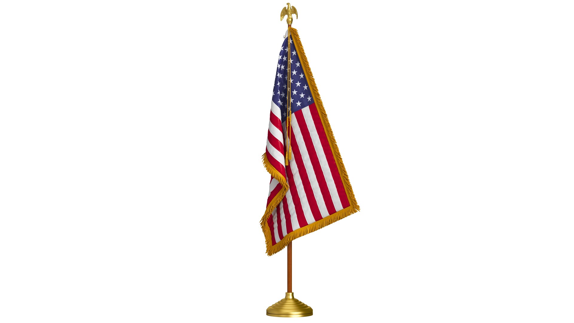 3d Usa Flag Indoor With Pole Eagle Topper Model - Turbosquid 2135926