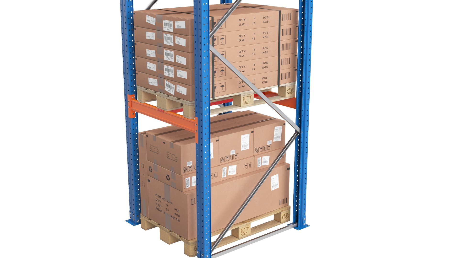 3D Warehouse Shelf With Pallets model - TurboSquid 1991456