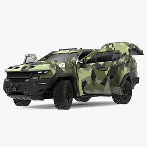 2023 Rezvani Vengeance Armored SUV Camouflage Colored Lights On Rigged for Maya