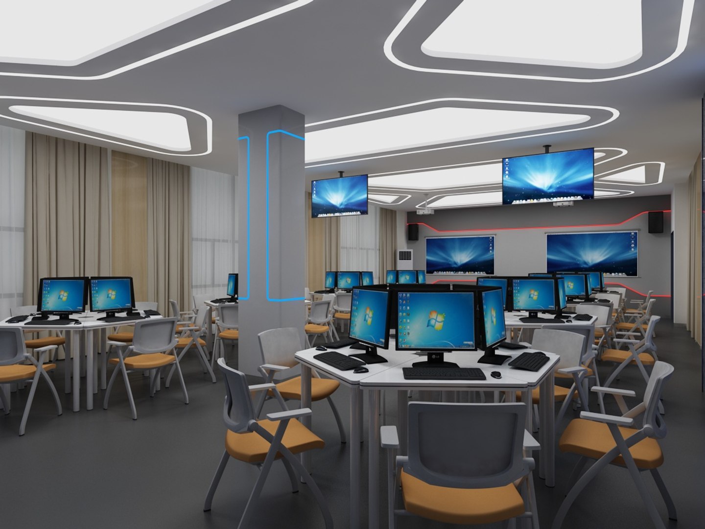 Computer Classroom 1 3D model - TurboSquid 2044652