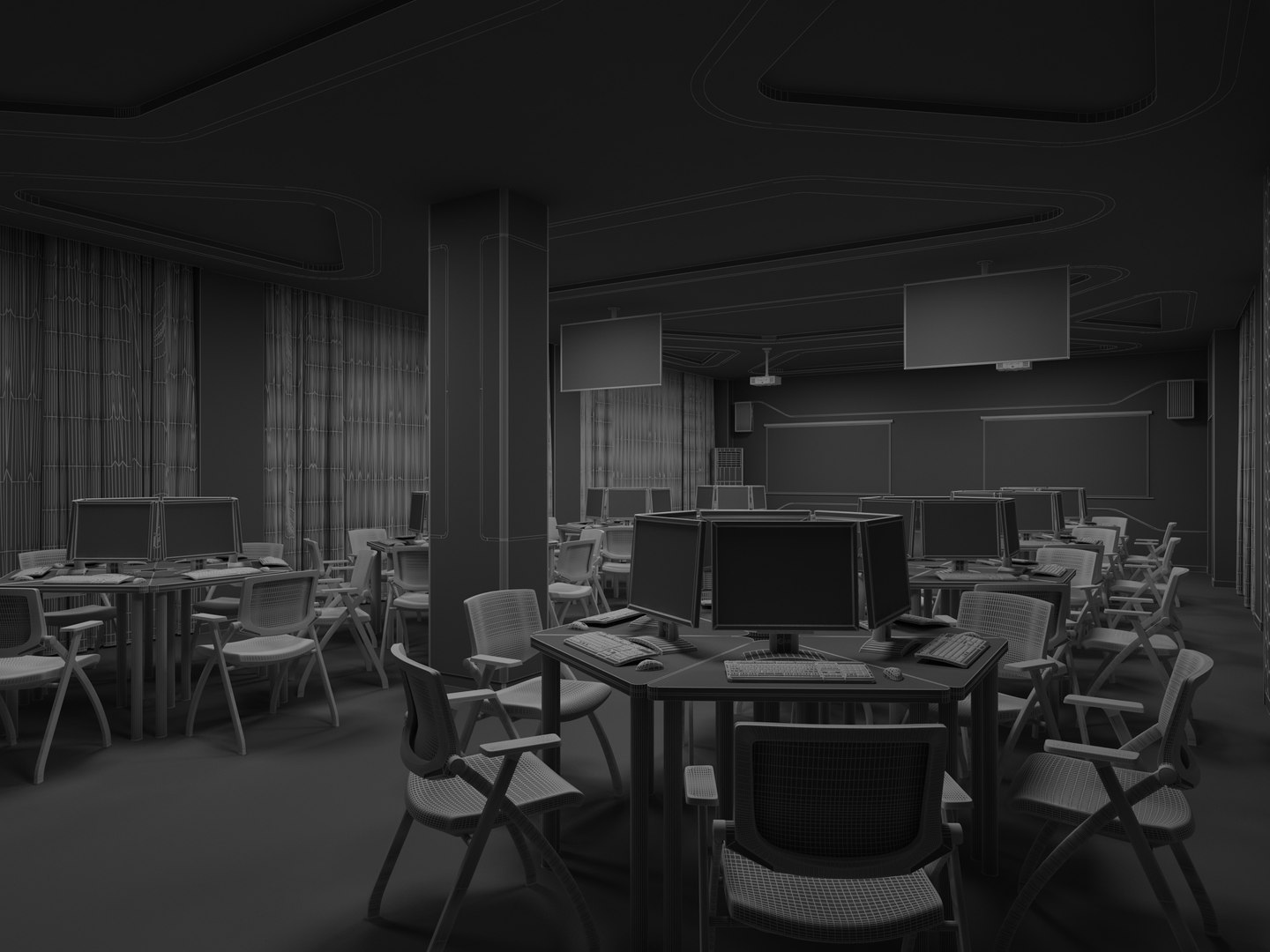 Computer Classroom 1 3D model - TurboSquid 2044652
