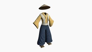 Samurai Old Outfit A03 Blue Yellow - Character Clothing Design model