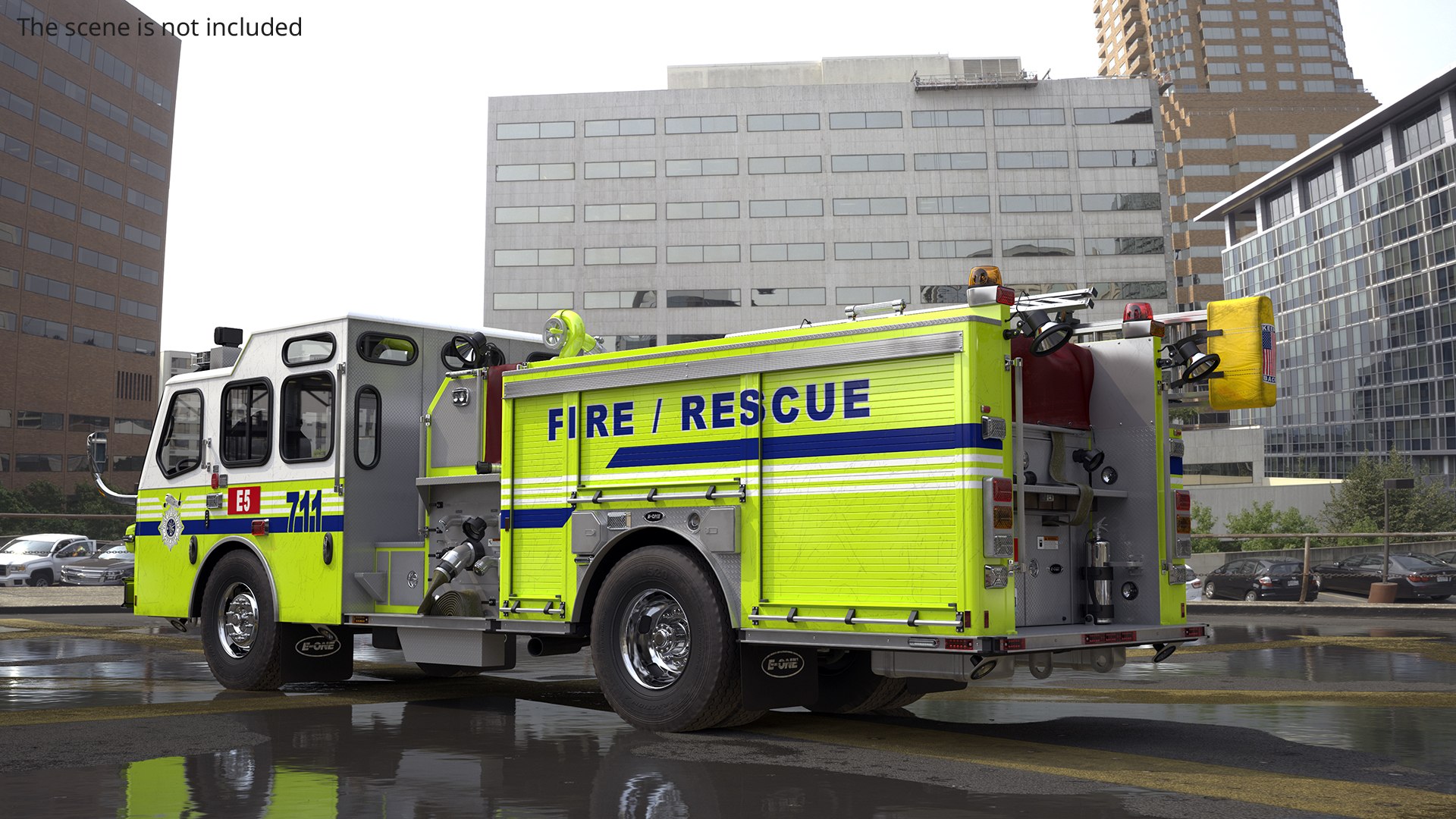 3D E-One Quest Pumper Fire Truck Lime Rigged Model - TurboSquid 2499935