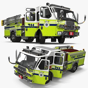 3D E-One Quest Pumper Fire Truck Lime Rigged model