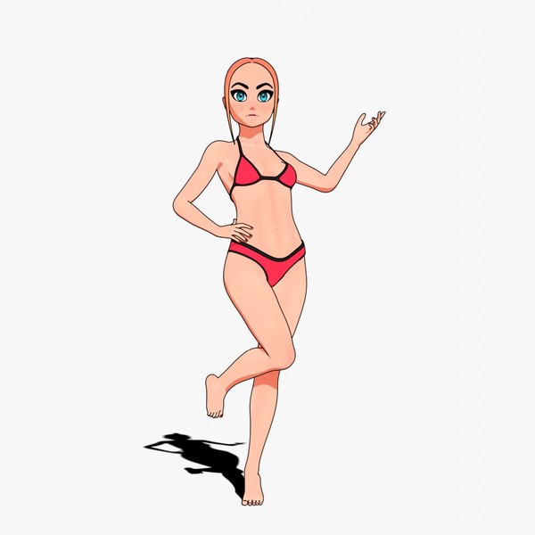 modelo 3d chica anime en bikini TurboSquid 2035382
