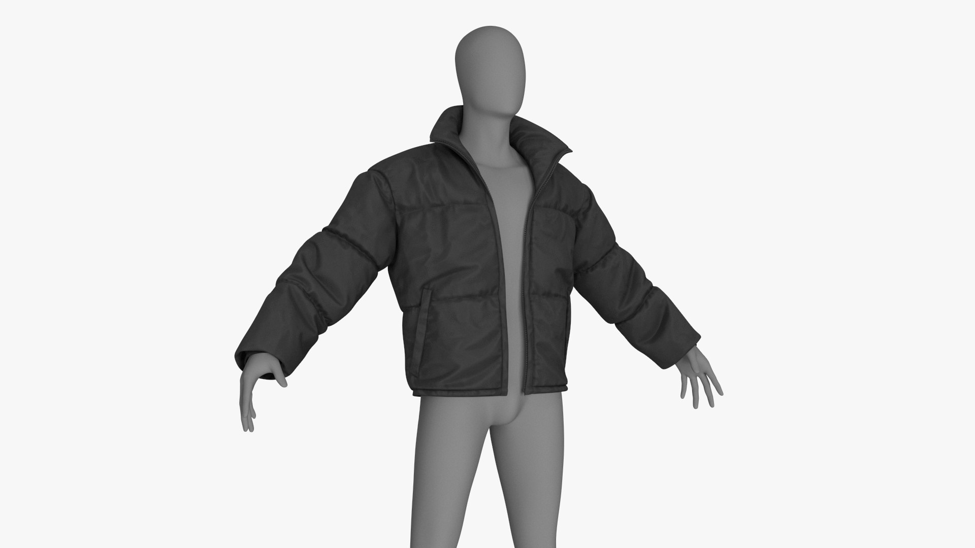 Mens Jacket Oversized Black on Mannequin 3D model preview