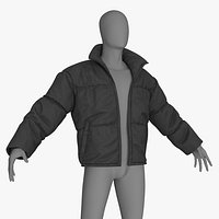 Mens Jacket Oversized Black on Mannequin