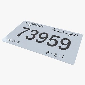 UAE Sharjah Vehicle License Plate model