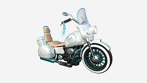 Motorcycle Cartoon B04 White Blue - Custom Vehicle Design 3D model
