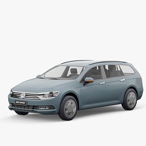 3D model Volkswagen Passat 2015 station wagon lowpoly
