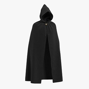 black cloak cape hood 3D