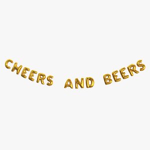 Foil Balloon Words Cheers and Beers Gold