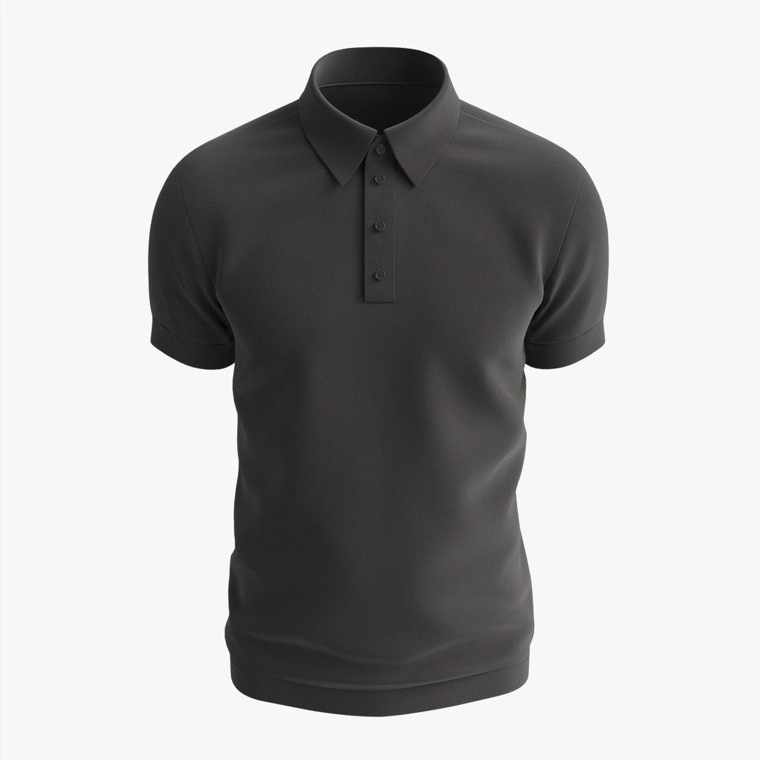 Short Sleeve Polo Shirt for Men Mockup 02 Black 3D model - TurboSquid ...