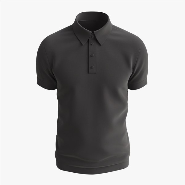 Short Sleeve Polo Shirt for Men Mockup 02 Black 3D model