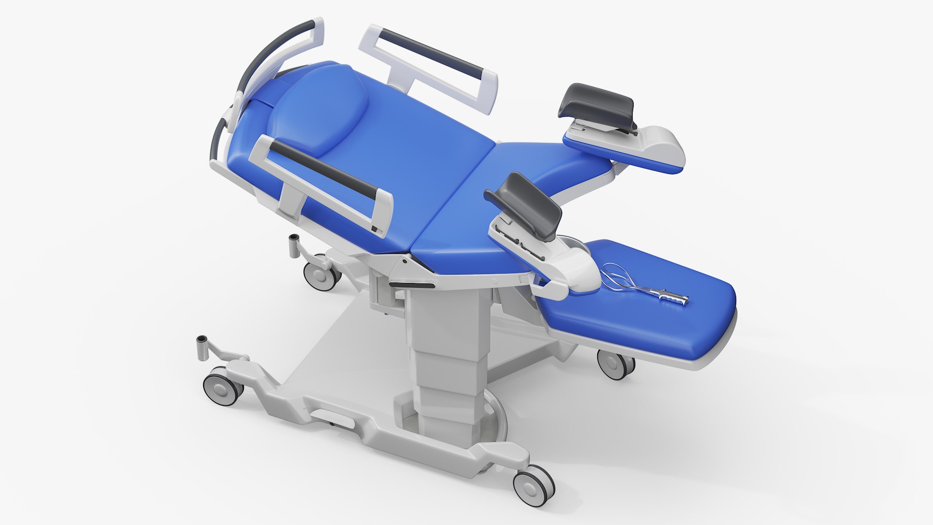 Bed for Birth with Obstetrical Forceps Rigged for Cinema 4D 3D model preview