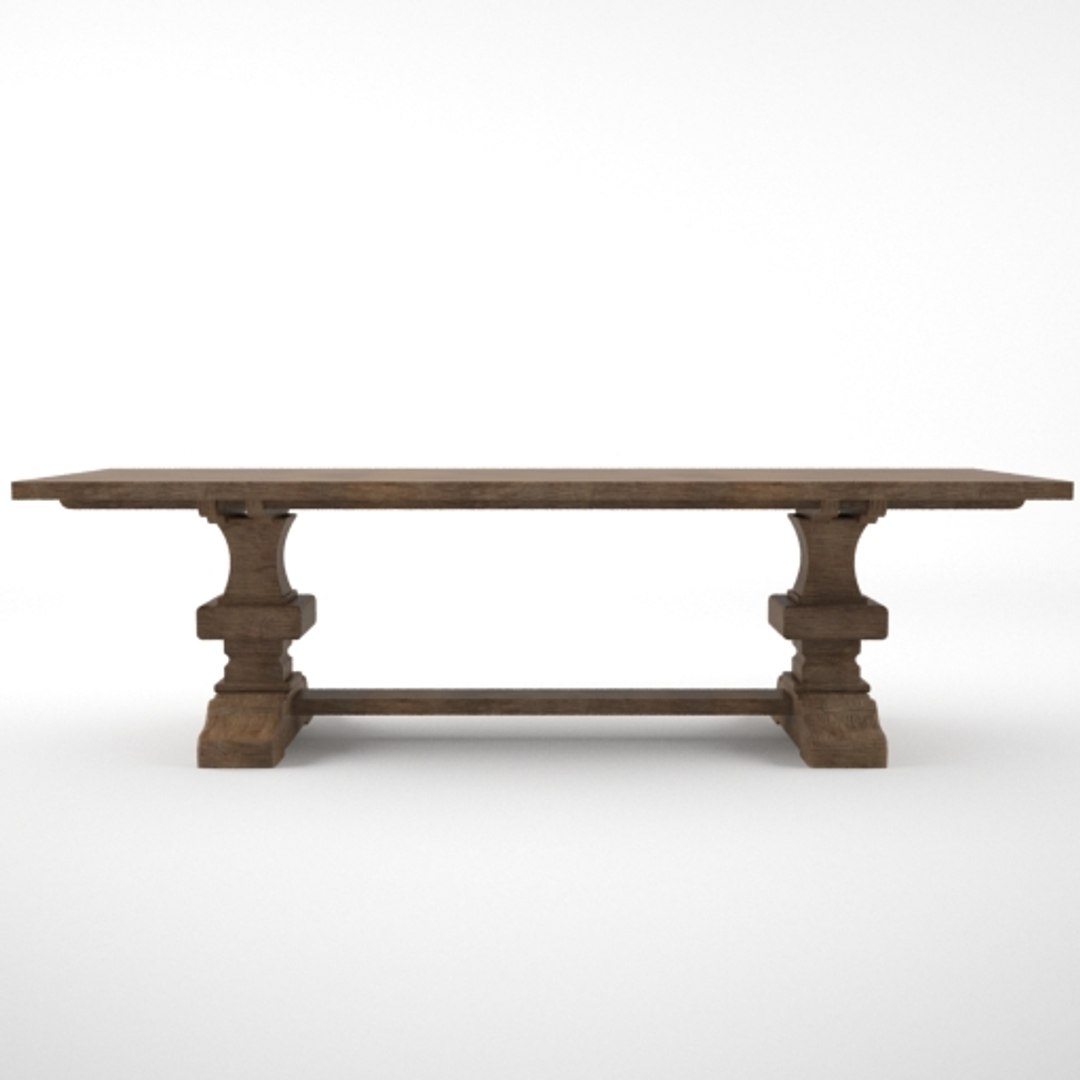 reclaimed oak baluster table 3d model