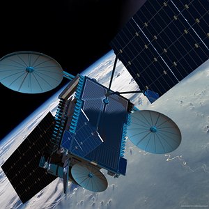 echostar communications satellite 3d model