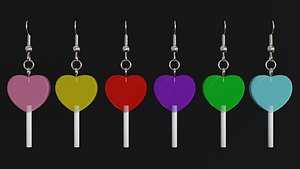heart earrings 6colors v2 3D model