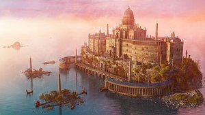 Fantasy Dome Island Castle Environment 3D