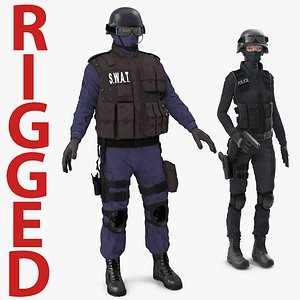 3d swat rigged policemans modeled
