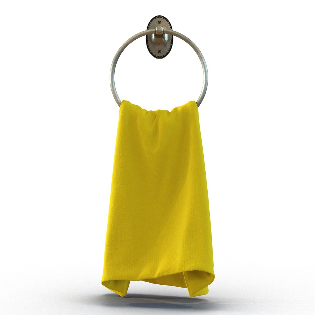 Hanging Bathroom Towel 2 Yellow 3D model preview
