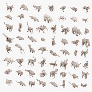 Low Poly 3d Art Animals Isometric Icon Mega Pack 3D model
