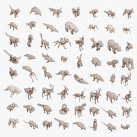 Low Poly 3d Art Animals Isometric Icon Mega Pack