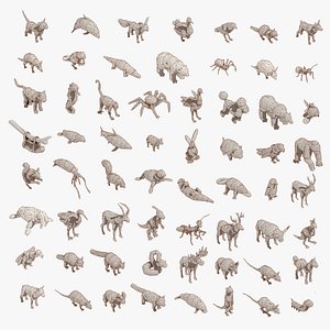 Low Poly 3d Art Animals Isometric Icon Mega Pack