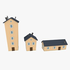 low-poly cartoon houses pack 3D