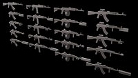 AK47-style rifle- 20 Variations Game Ready