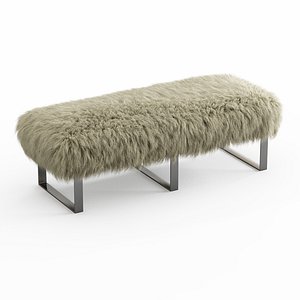 wool mongolian fur bench 3D model