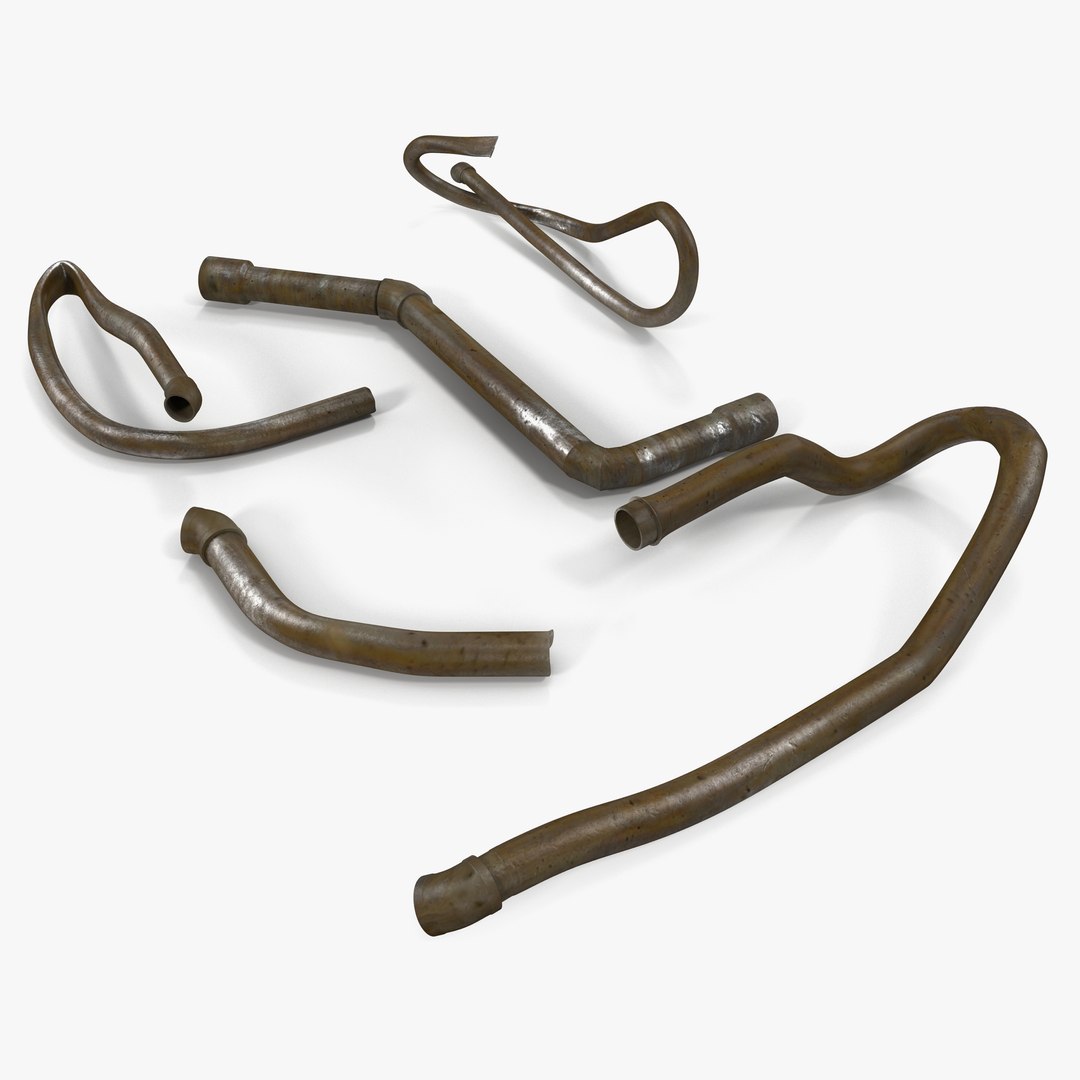 Iron Pipes Set with Elbow Attachment 3D model preview