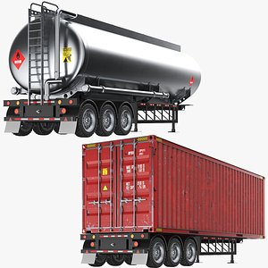 Two Detailed Trailers Trucks