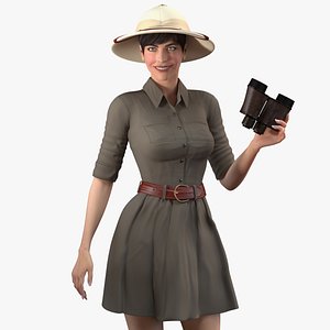 3D women safari costume binoculars model